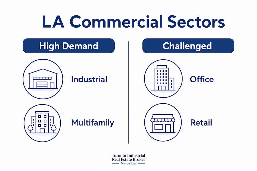 Infographic comparing demand levels across LA commercial property types