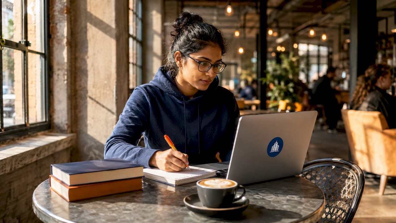 Woman analyzing real estate metrics with notes