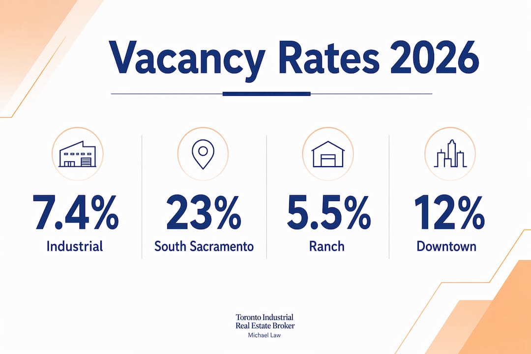 Infographic showing Sacramento commercial real estate vacancy rates