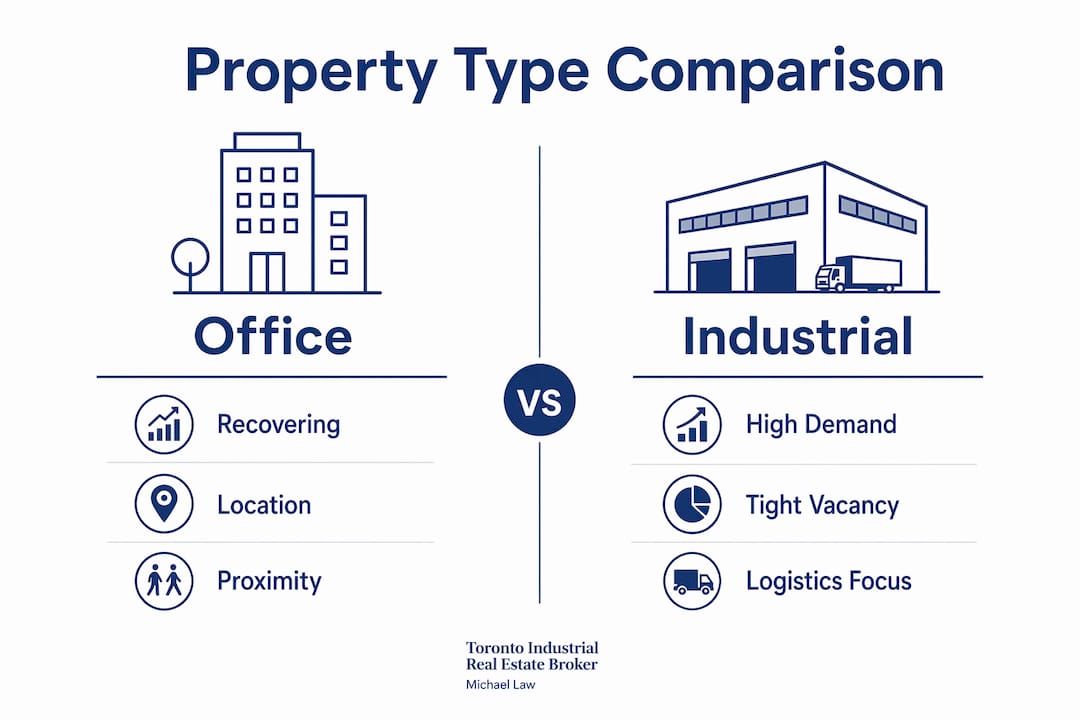 Infographic comparing office and industrial properties