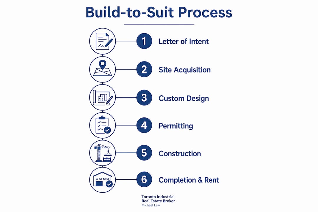 Infographic illustrating build-to-suit project steps