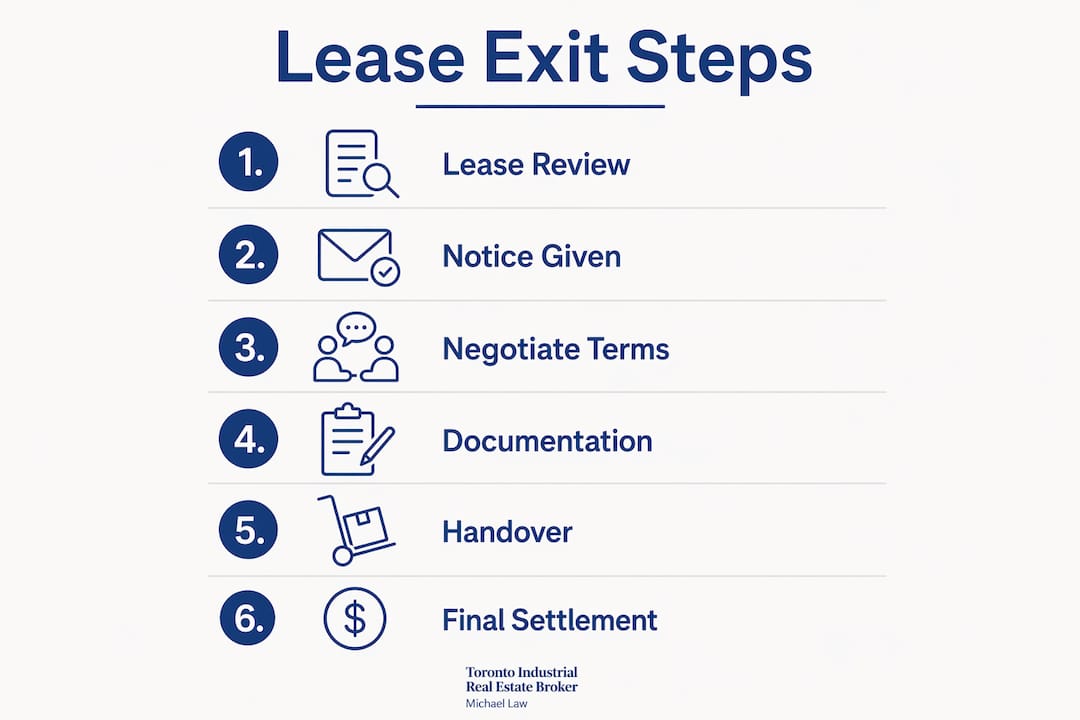 Infographic showing steps in commercial lease exit process