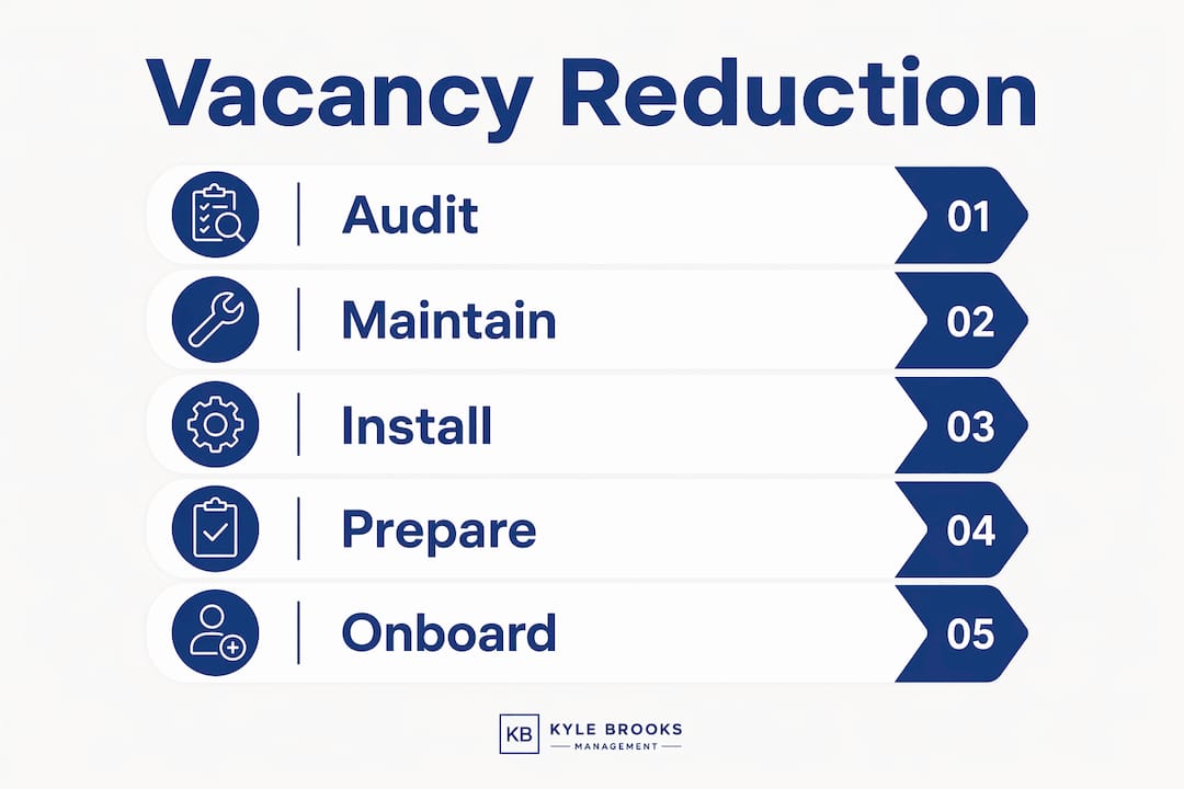 Infographic illustrating steps to reduce vacancy