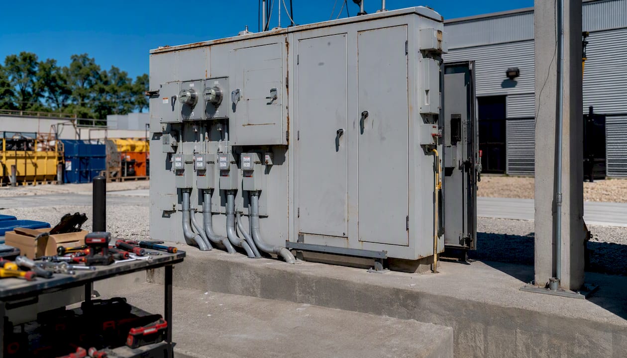 Electrical utility upgrade cabinet at industrial site