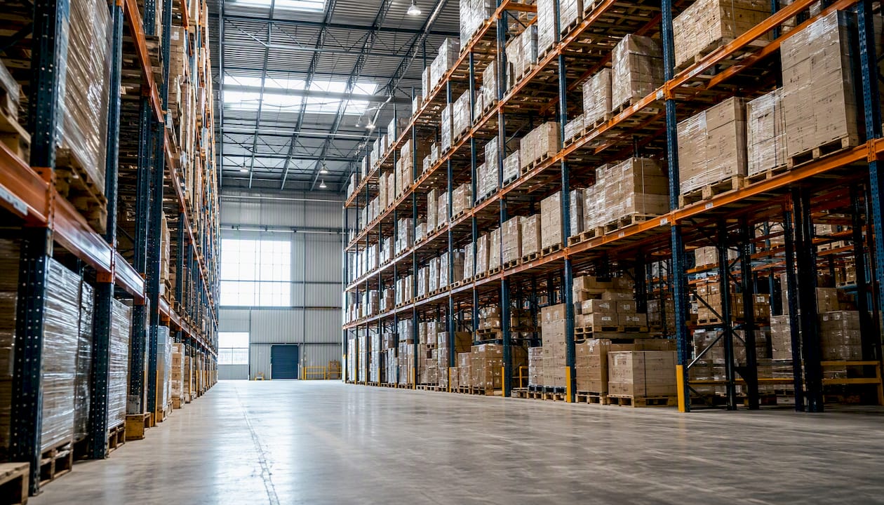 Tall pallet racking inside warehouse