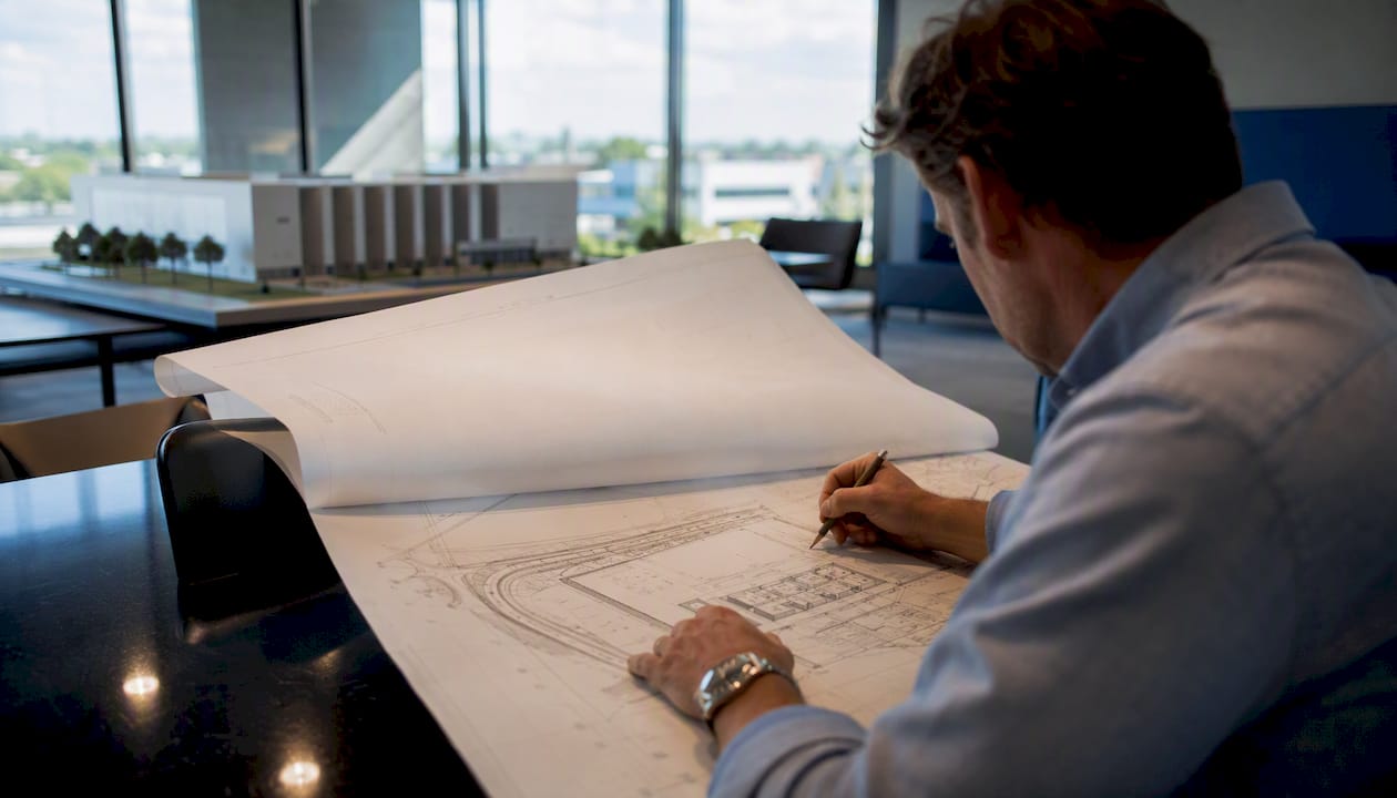 Hand marking industrial site map