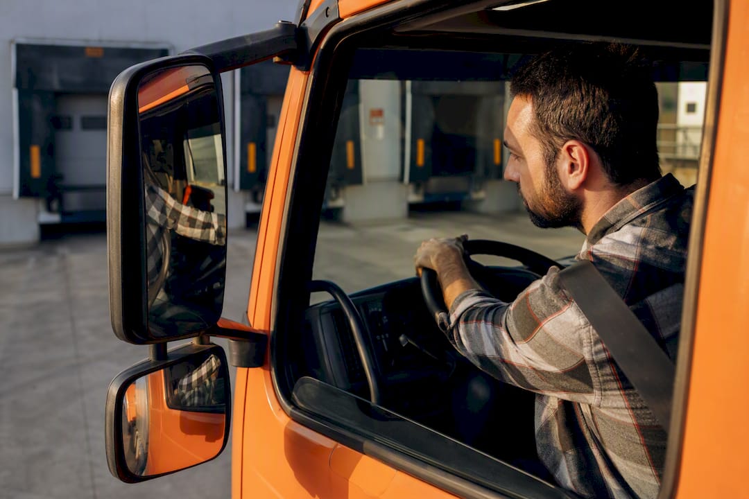 Truck driver steering during tight dock turn