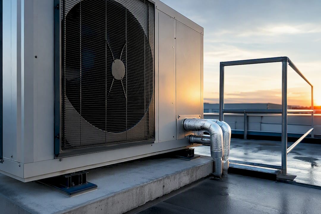 Heat pump equipment serving an industrial warehouse