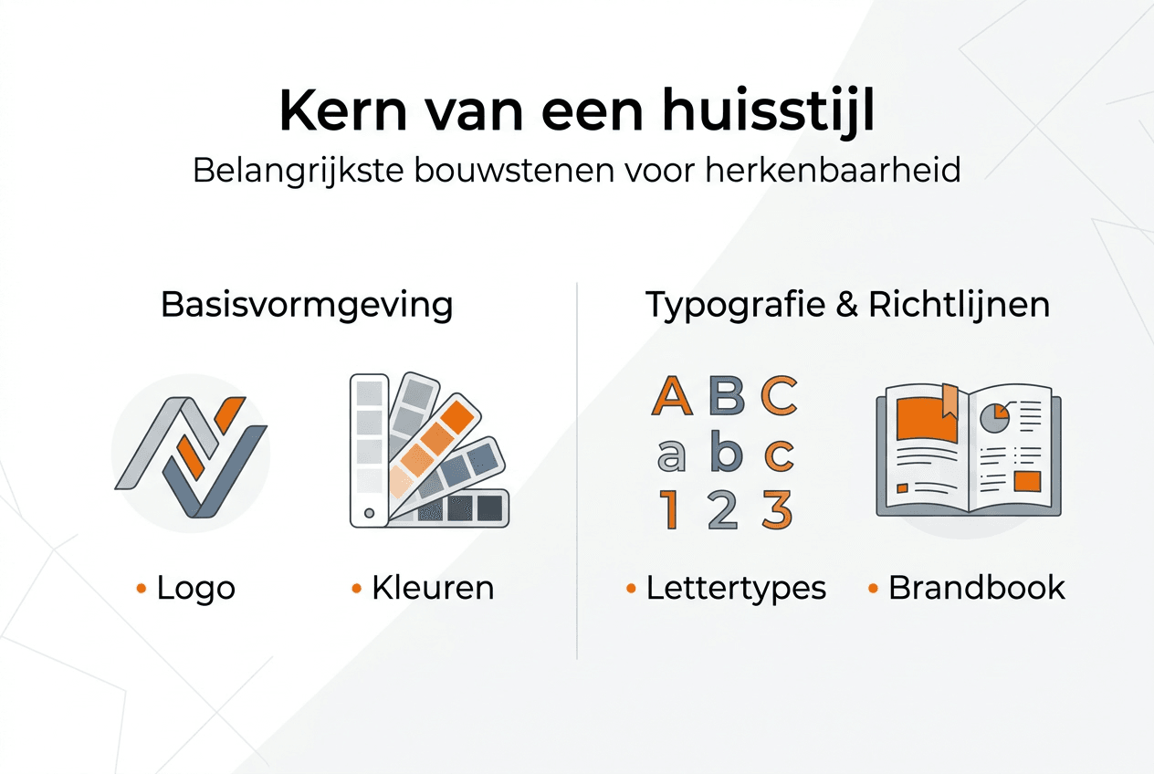 Infographic met de bouwstenen en elementen van onze huisstijl