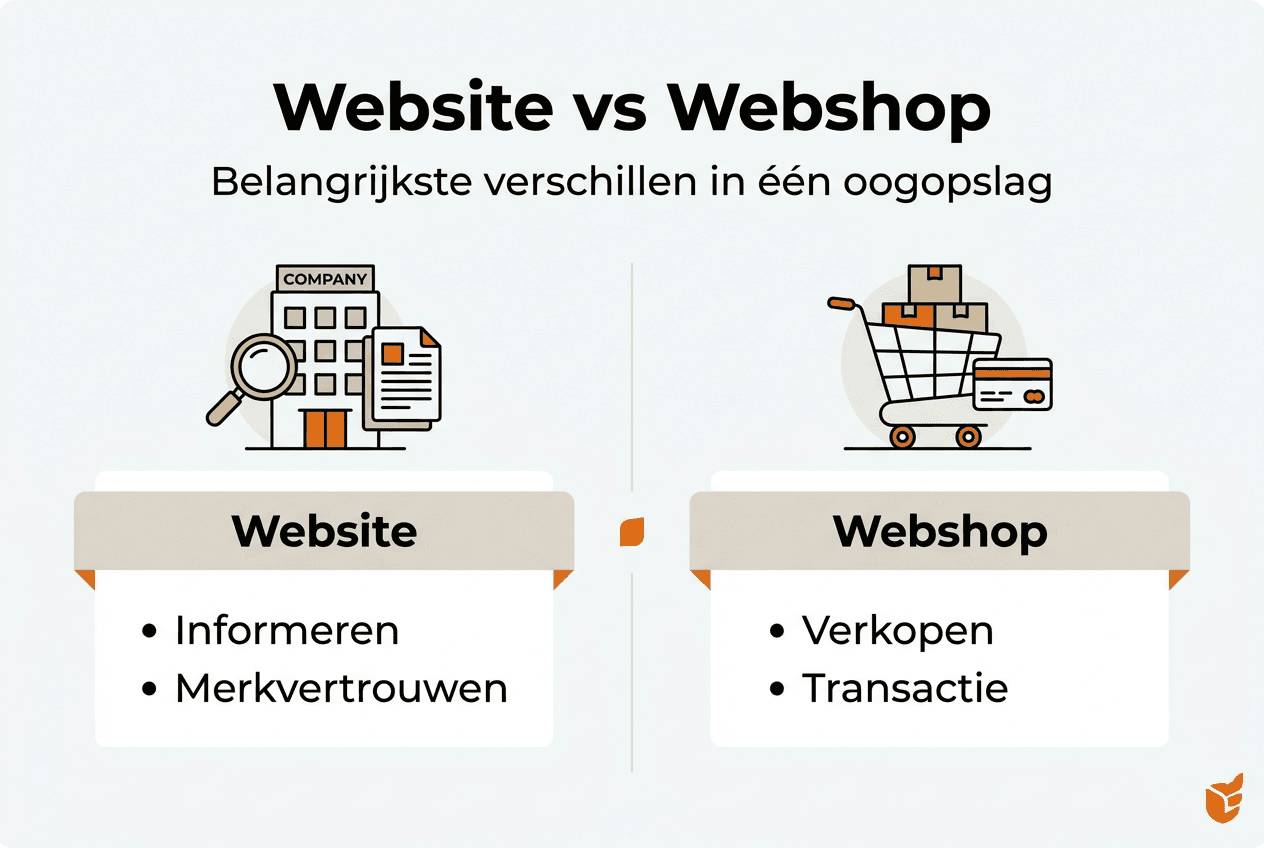 Infographic: de verschillen tussen een website en een webshop op een rij