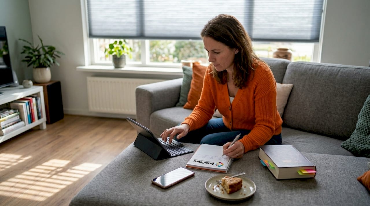Zelfstandige werkt aan strategisch plan voor website