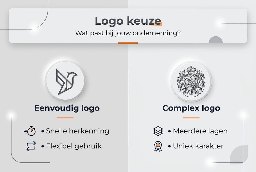 Infographic: simpel logo versus een opvallend, gedetailleerd ontwerp