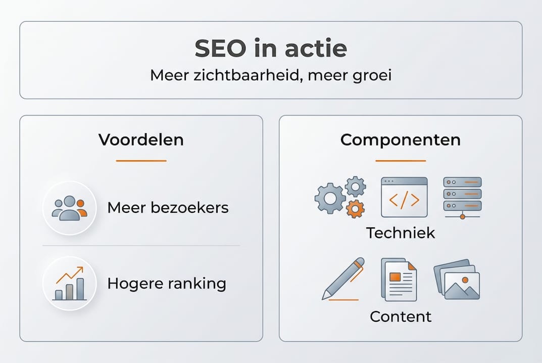 Infographic: de belangrijkste voordelen en bouwstenen van SEO op een rij