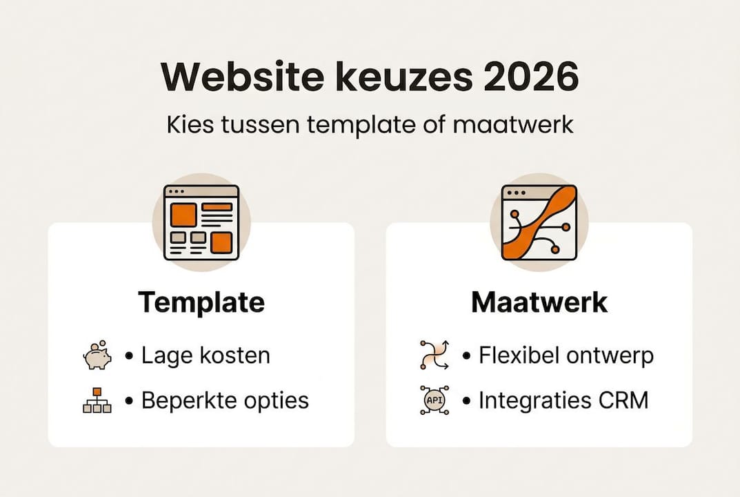 Infographic: verschil tussen een standaard template en een op maat gemaakte website