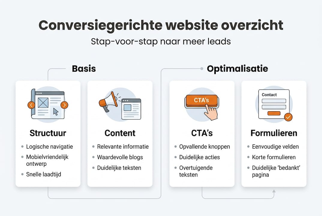 Infographic: stappenplan voor een website die bezoekers omzet in klanten