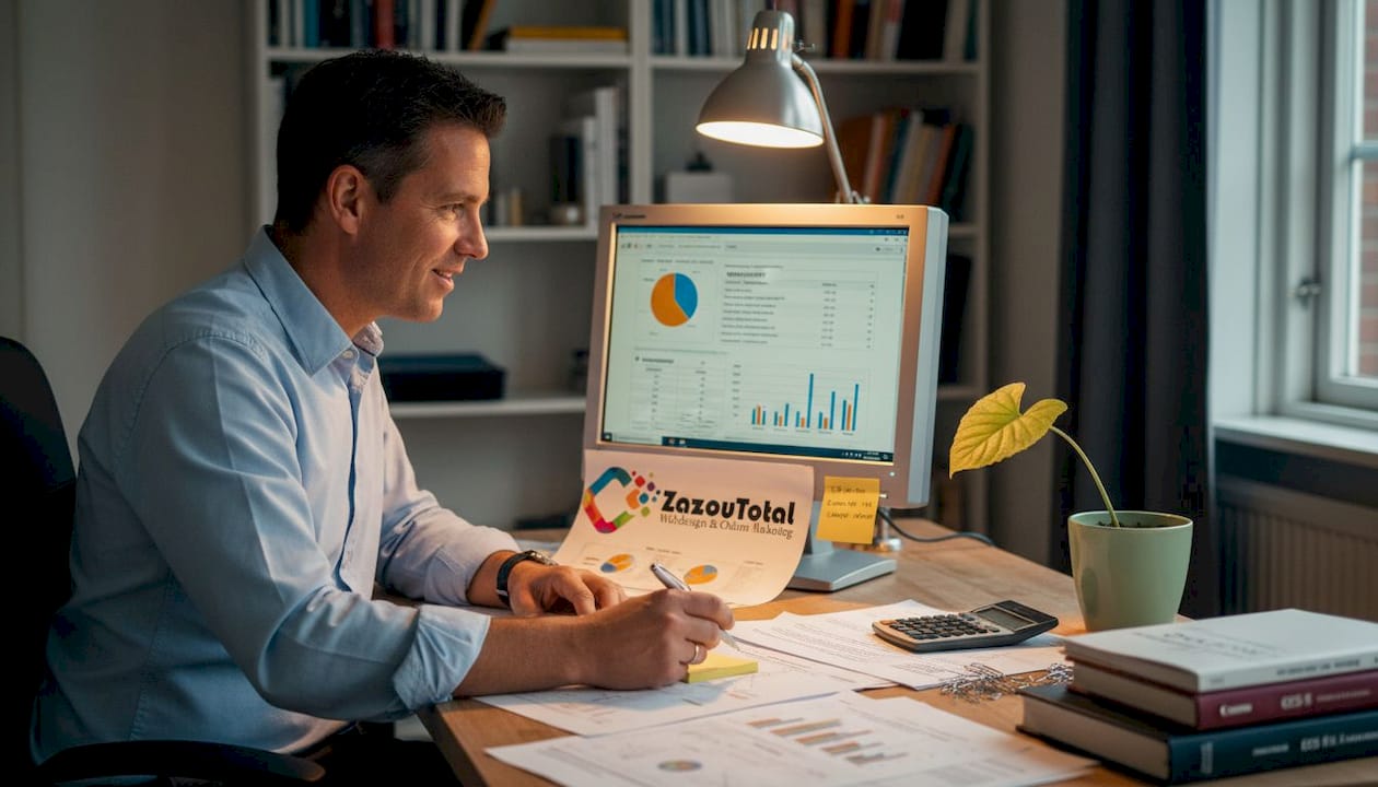 Man onderzoekt tijdens werktijd het surfgedrag op de bedrijfswebsite