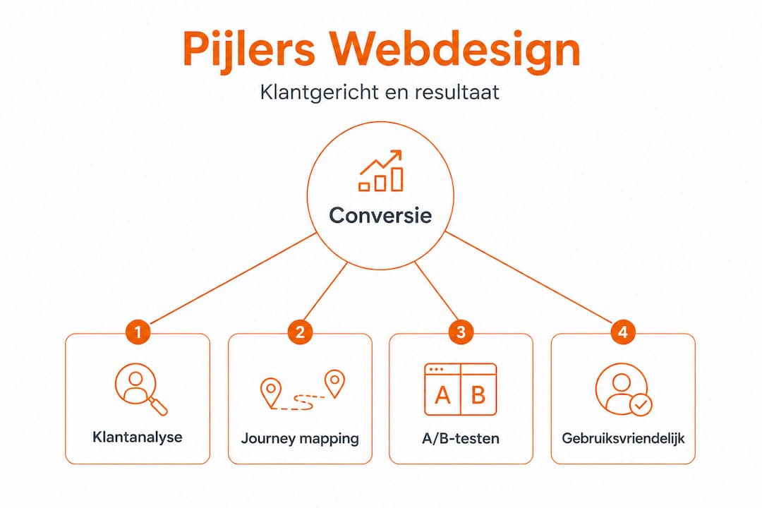 Overzichtelijke infographic met de belangrijkste principes van klantgericht webdesign