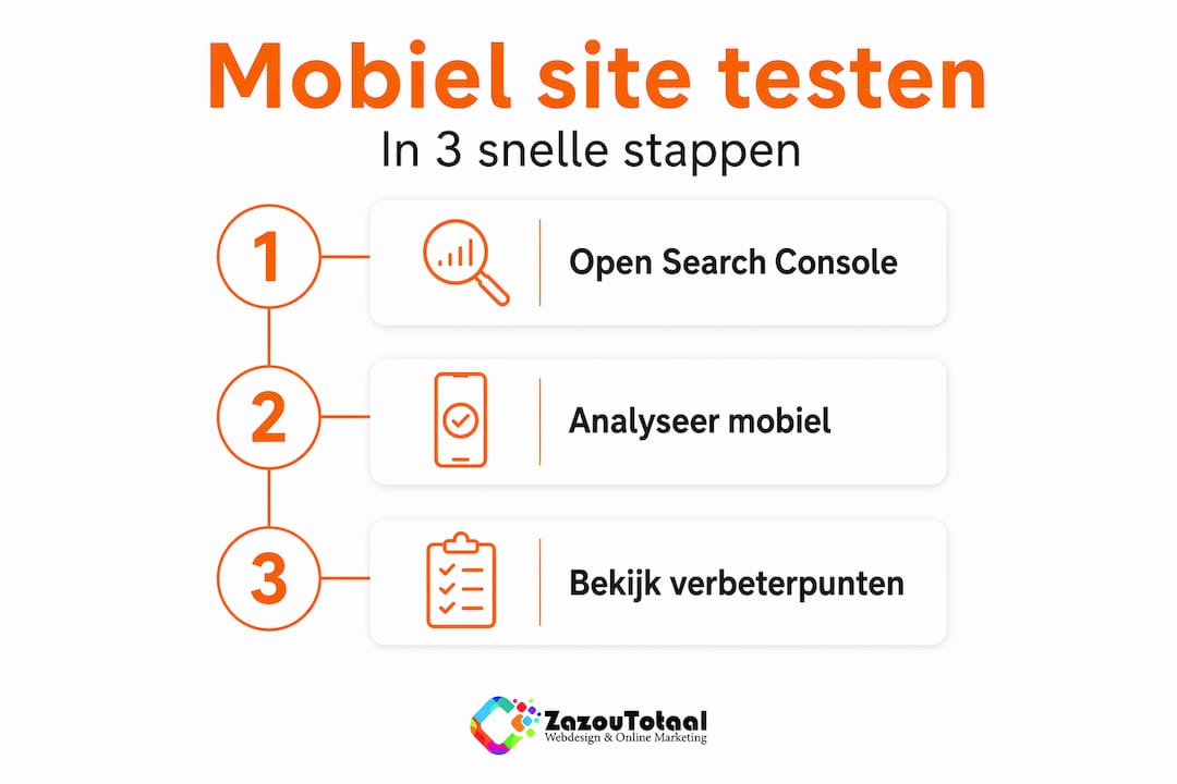 Infographic: stappenplan voor het testen van de mobielvriendelijkheid van je website