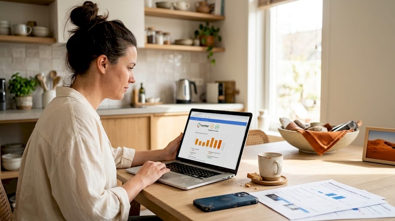 Een vrouw bekijkt hoe snel de afbeeldingen op een website worden geladen.