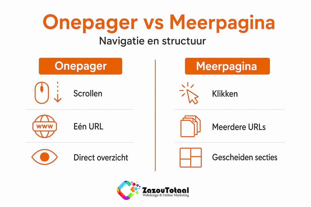 Infographic: het verschil tussen een onepager en een website met meerdere pagina’s