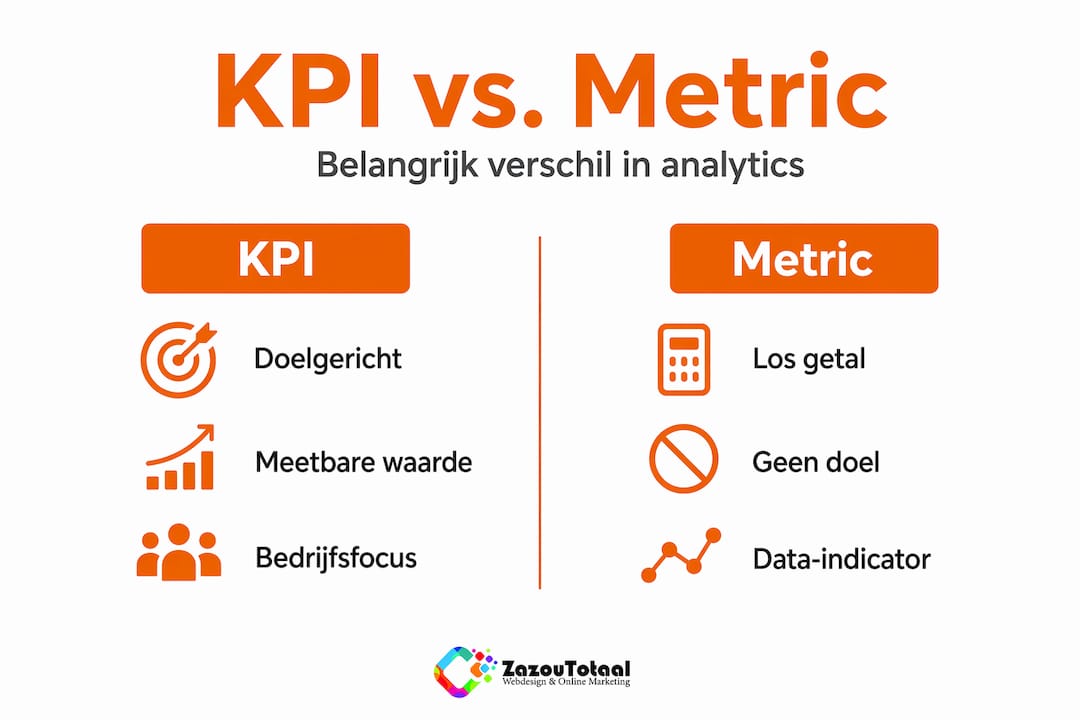 Infographic: het verschil tussen KPI’s en metrics in website-analyse