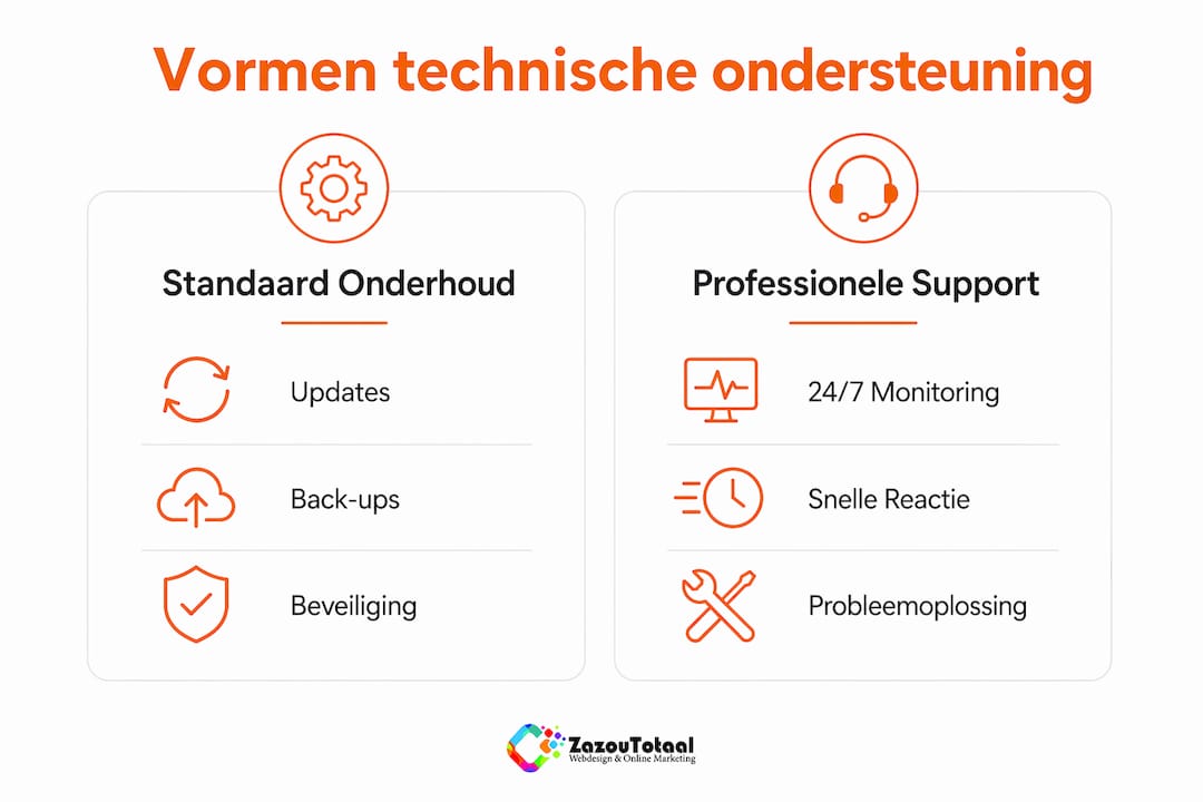 Infographic: verschillende vormen van technische ondersteuning voor je website