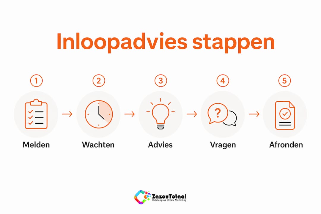 Infographic met stappenplan voor direct webadvies zonder afspraak