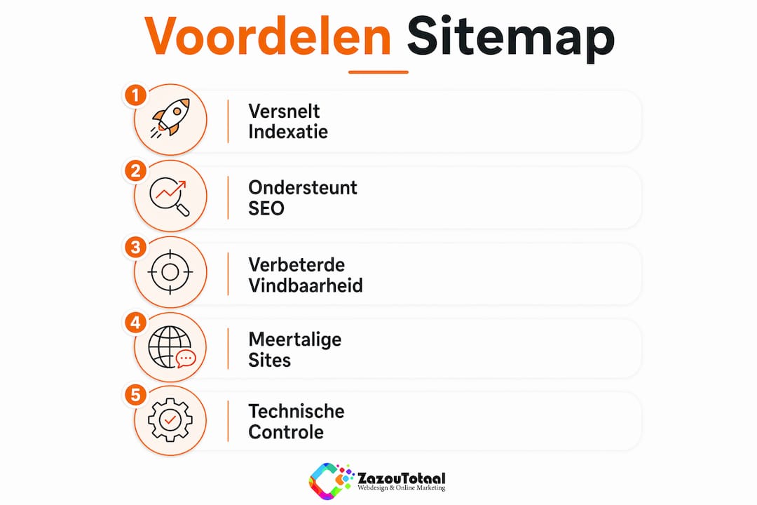 Infographic met de belangrijkste voordelen van een sitemap