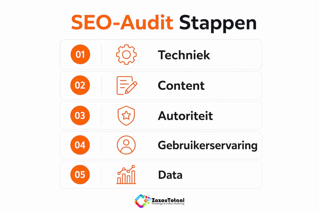 Overzichtelijke infographic: de belangrijkste stappen voor een succesvolle SEO-audit