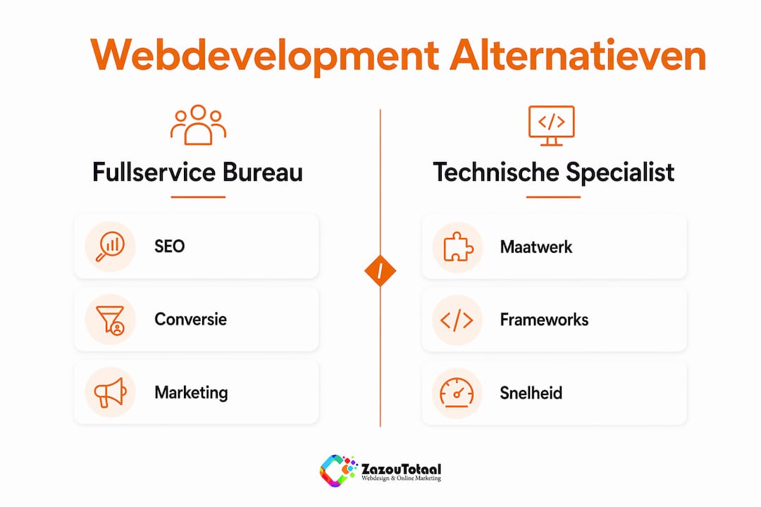 Infographic: overzicht van de verschillende webdevelopment-opties in Nederland