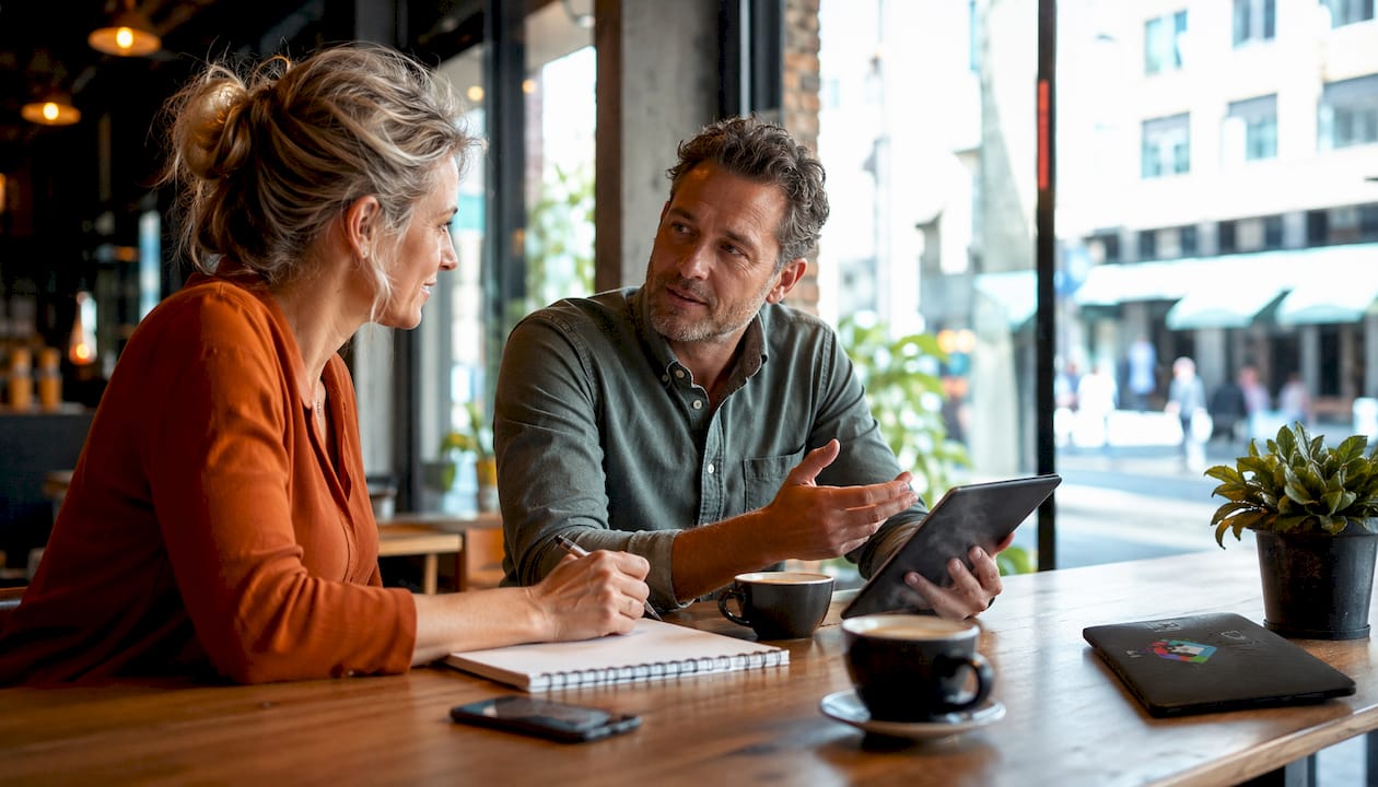 Ondernemers brainstormen over manieren om de gebruiksvriendelijkheid van hun mobiele platform te verbeteren.
