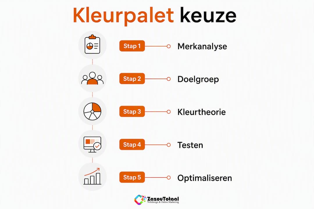 Infographic met een helder stappenplan voor het kiezen van een kleurpalet