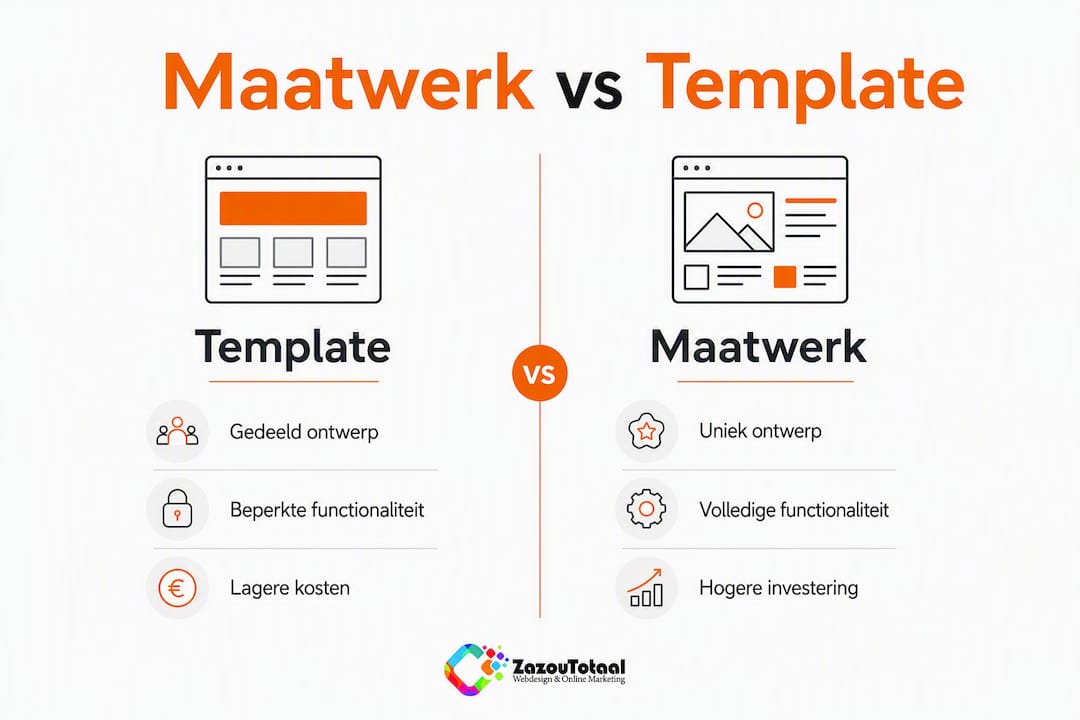 Infographic: het verschil tussen een maatwerk website en een standaard template website