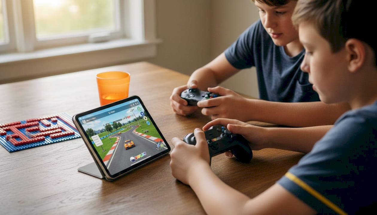 Steeds meer kinderen spelen met speelgoed dat je kunt combineren met een tablet.