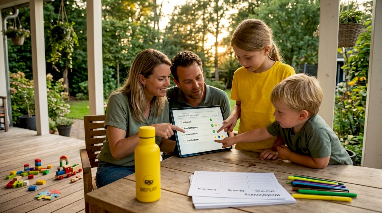 Het gezin stemt wekelijks samen de planning af op de tablet.