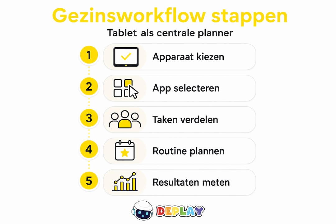 Infographic: Stappenplan voor het organiseren van het gezinsleven met behulp van een tablet