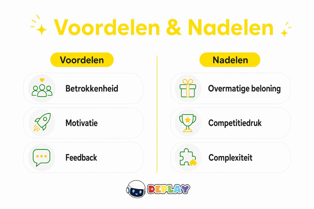 Infographic: de plus- en minpunten van gamificatie in het onderwijs op een rij