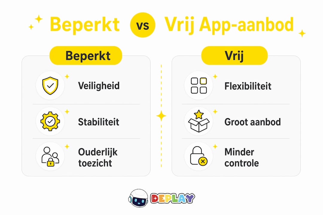 Infographic: overzicht van het verschil tussen een beperkt en een ruim aanbod van apps