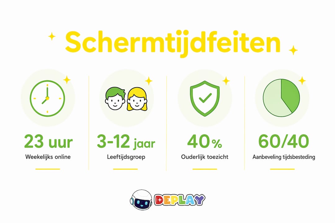 Infographic met cijfers over hoe kinderen omgaan met technologie