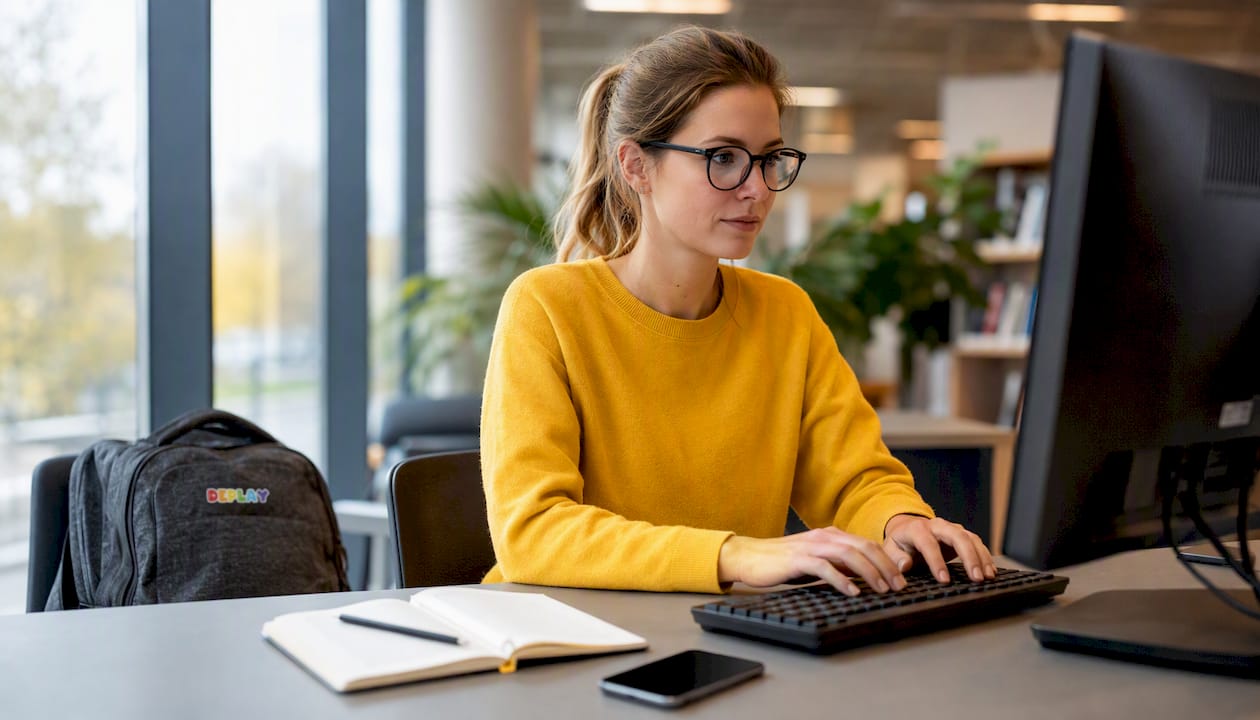 Een onderzoeker voert gegevens in bij de Nederlandse namenbank