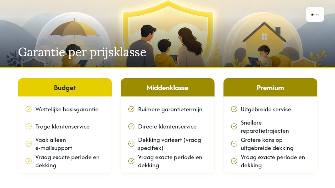 Wat is redelijke garantie per prijsklasse? — overview diagram