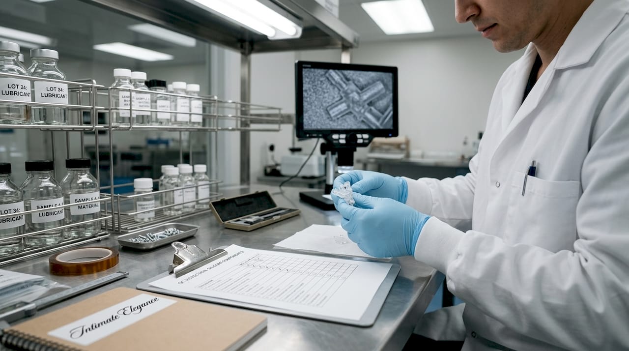 Technician inspecting medical grade silicone