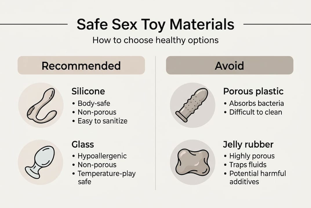 Infografik über sichere Sexspielzeugmaterialien