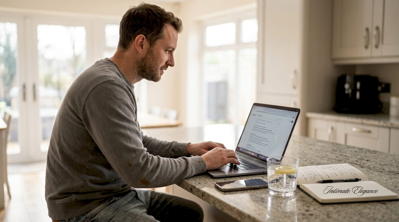 Man researching privacy-focused boutique shops