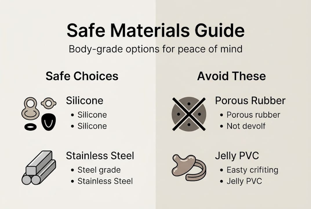 Infographic listing safe and unsafe materials