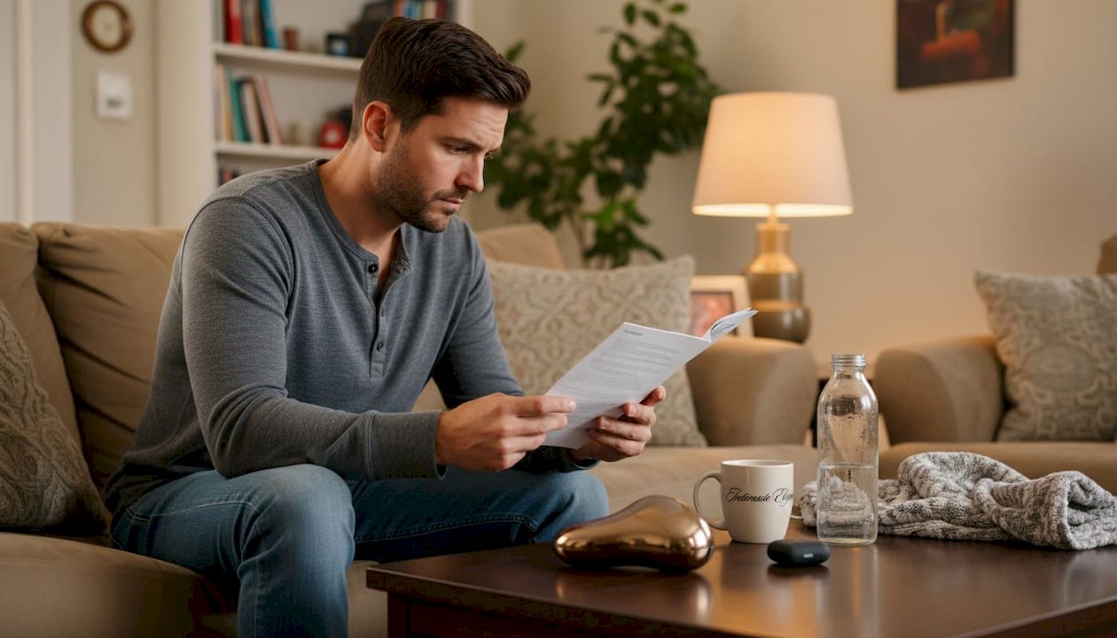 Man reading manual for quality self-care device