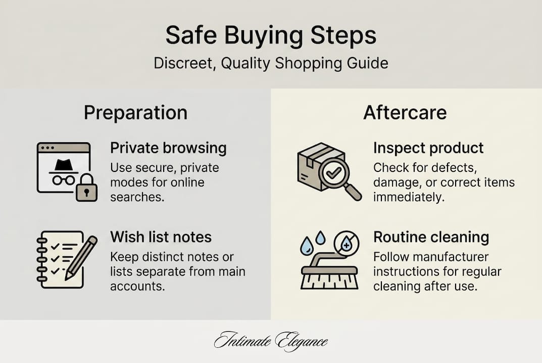 Infographic outlining safe buying and care steps