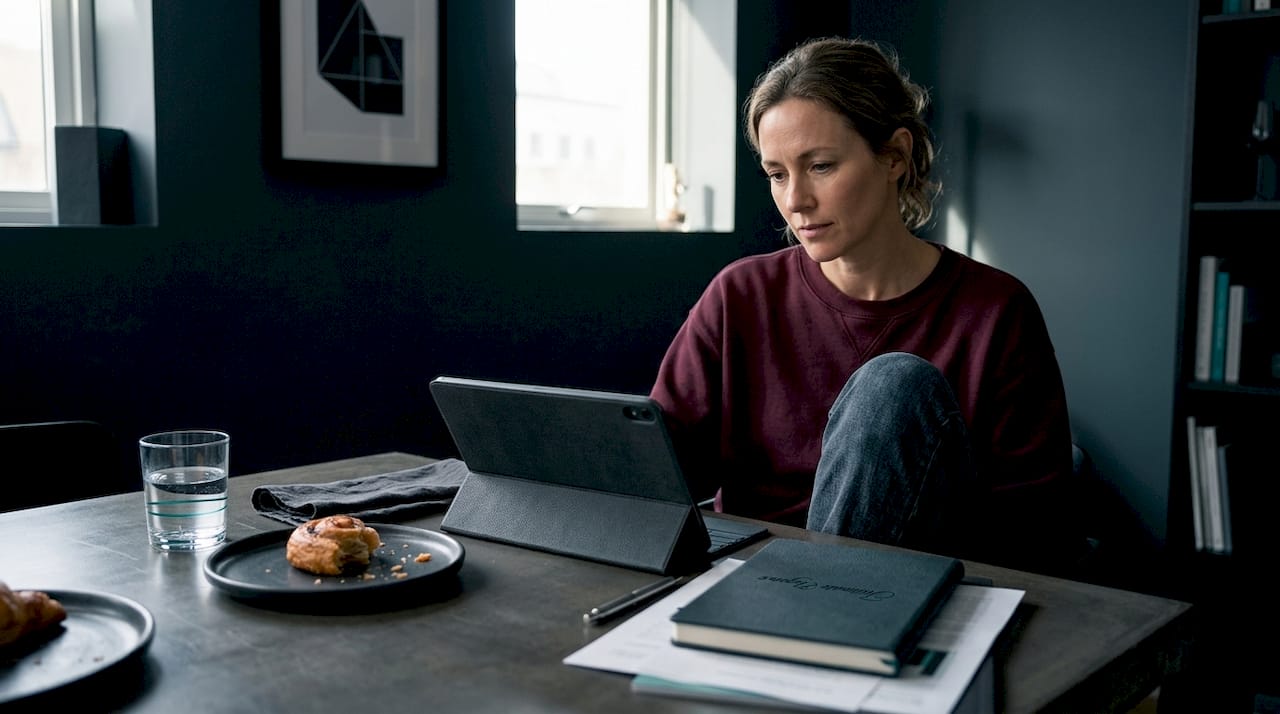 Woman reading intimacy health article