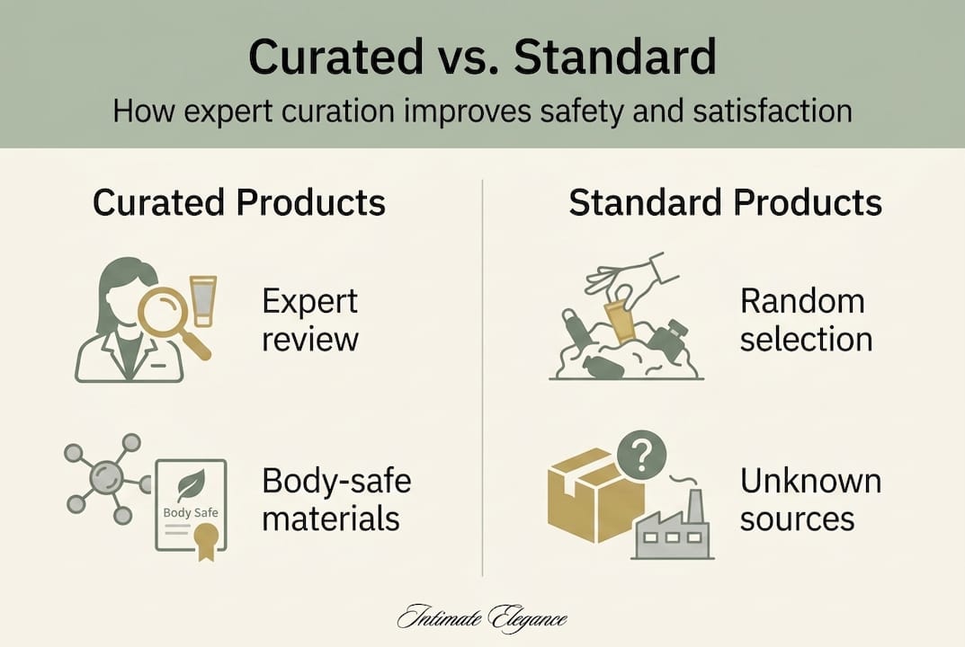 Infographic comparing curated and standard products