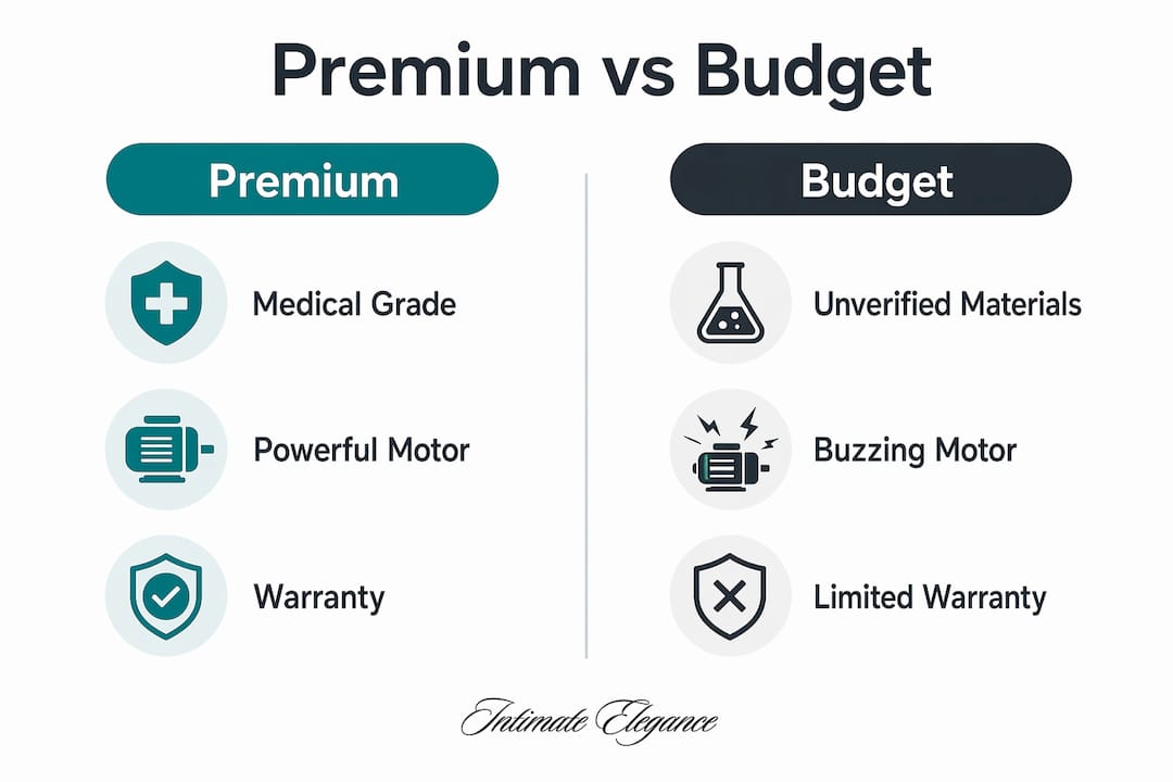 Infographic comparing premium and budget pleasure product features